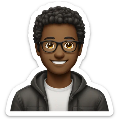 grinning young man wearing glasses portrait sticker