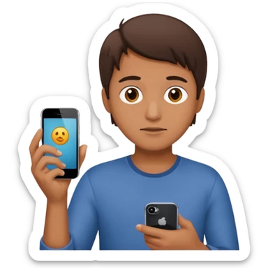 person with iphone searching sticker