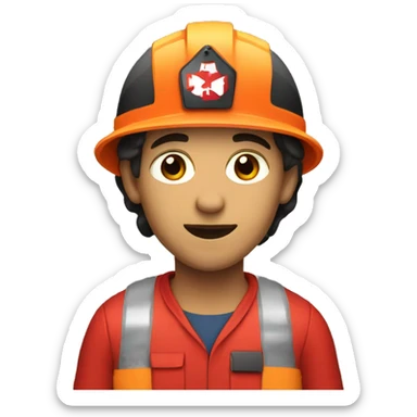 a rescuer in a red helmet sticker