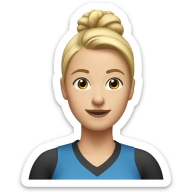 blonde teacher with high bun/ponytail in gym clothes sticker