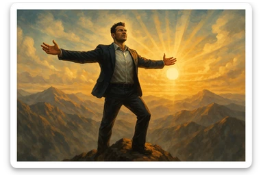 uomo che accoglie le sfide della vita e le supera senza paura sticker