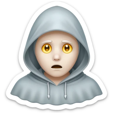 hooded ghost with worried look sticker