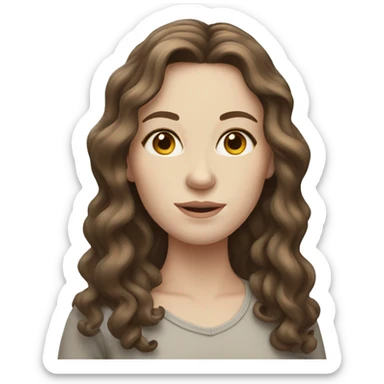 Woman with pale skin and long curly brown hair  sticker