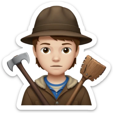 13 y/o Brian robeson at the beginning of Hatchet
determined, has hatchet sticker