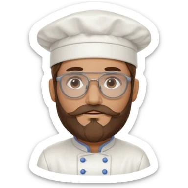 Foggy glasses Pastry chef whith long brown hair and beard sticker