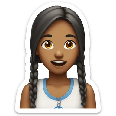 girl sticking tongue out holding peace sign sticker