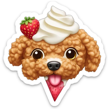Poodle faced Stawberry crepe with whipped cream  sticker