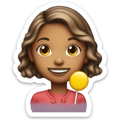 Smiley of a girl who is holding a lollipop by the cheek sticker
