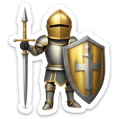 Gold armour knight holding big banner sticker