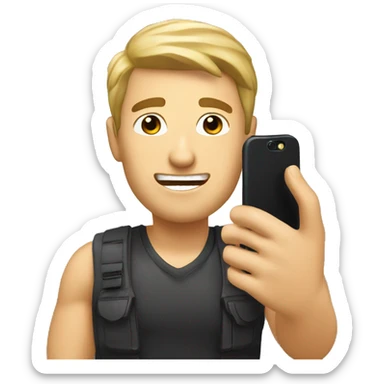 a caucasian taking a selfie with his phone sticker