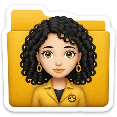 black transparent folder - with a canela skin girl with curly black hair logo  sticker