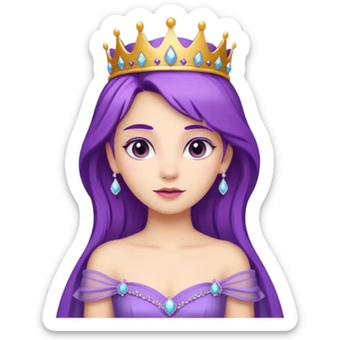 Princesses with Purple Hair in Gown with Tiara sticker