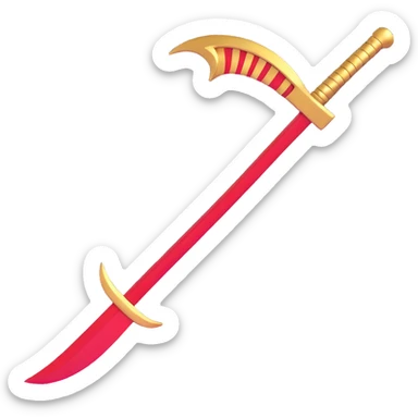 Golden sickle weapon with red highlights, Reaper symbol sticker
