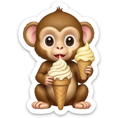 Baby monkey holding an ice cream cone  sticker