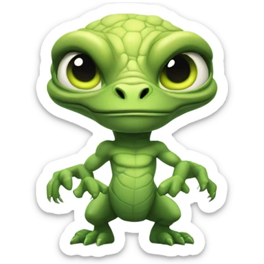 alien reptilian thug full front view sticker