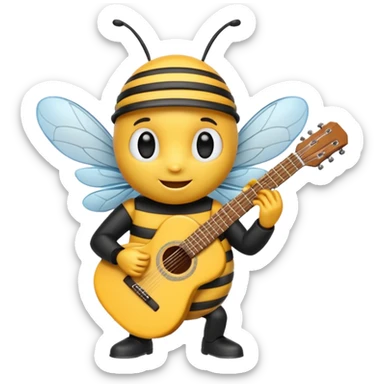 bee playing guitar sticker