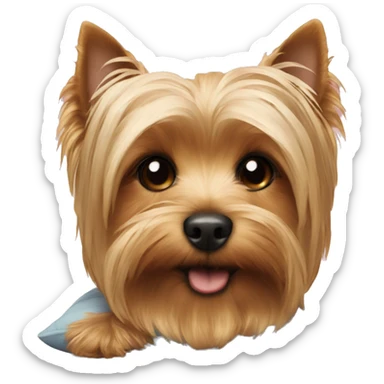 Yorkie dog laying on a pillow sticker