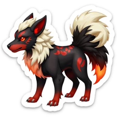 Shiny Exotic Gothic Houndoom-Arcanine-Pokémon-Fakémon-hybrid-creature sticker