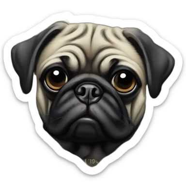 A cyberpunk black pug in Art Nouveau style during 1910 sticker