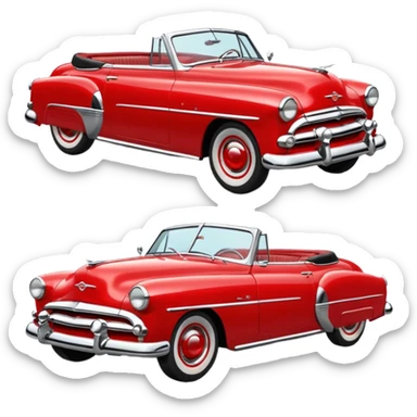 classic red converible 1950s sticker