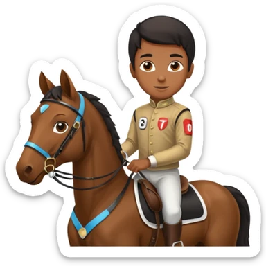 black boy riding horse wearing racing cloth black sticker