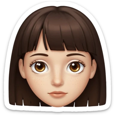 branca, olhos hazel, franjnha, pequenas sardas, cabelo castanho escuro, zoombue sticker