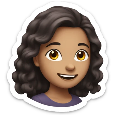 a girl with dark wine hair and brown eyes rejoices sticker