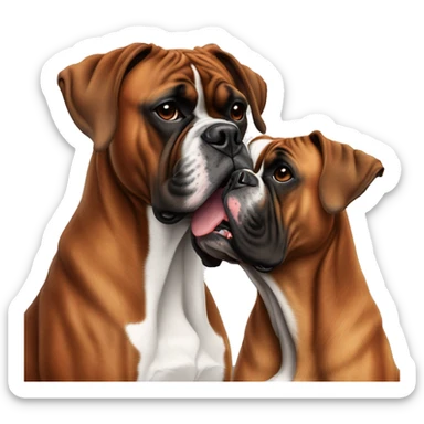 Copper colored boxer dog and Brindle Boxer dog next to eachother panting sticker