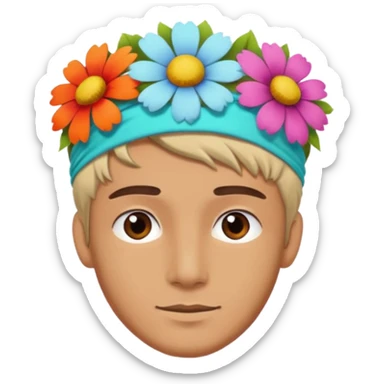man with flower hair band  sticker