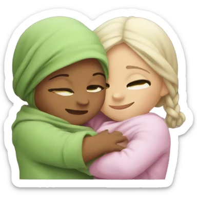 2 girly baby yodas hugging each other sticker