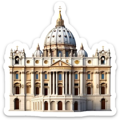 Cinematic Realistic St. Peter's Basilica Landmark Emoji, depicted with majestic, ornate architecture rendered with lifelike detail and regal lighting. sticker