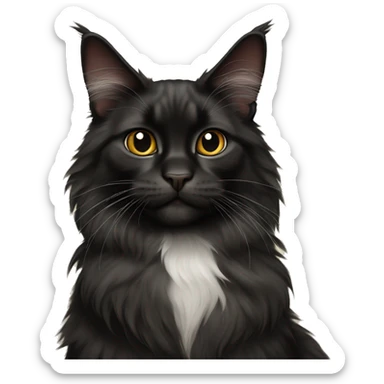 black Maine Coon cat sitting sticker