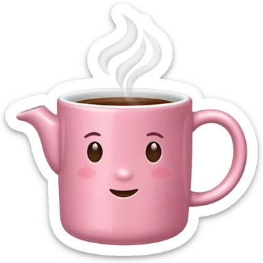 plain pink mug of steaming coffee sticker