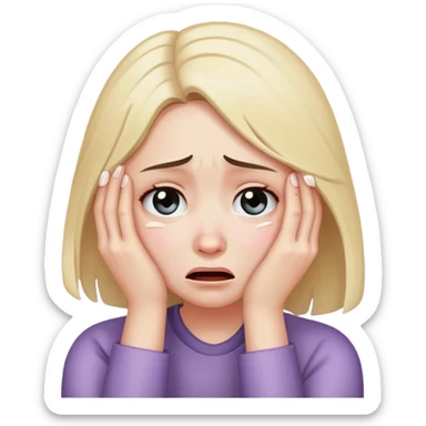 Girl holding her head crying sticker