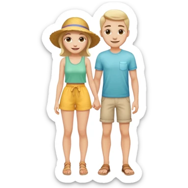 full-length cute couple in summer outfits sticker