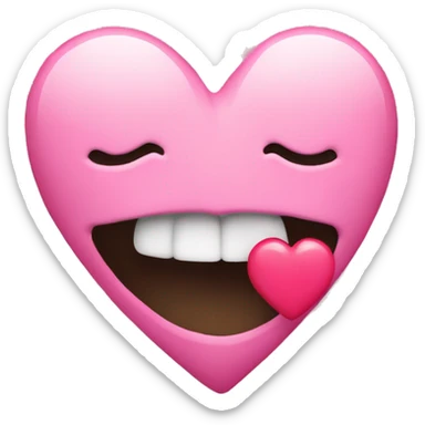 Emoji kiss with pink heart sticker
