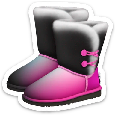 Realistic silver black and hot pink ombre Ugg fur boots. sticker