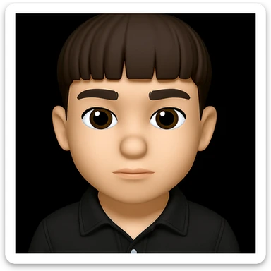 Edit the boy's outfit to a black denim jacket with white buttons. Keep all other details exactly the same as the original 3D emoji style. Preserve the 3D emoji look and style while changing only the outfit. sticker