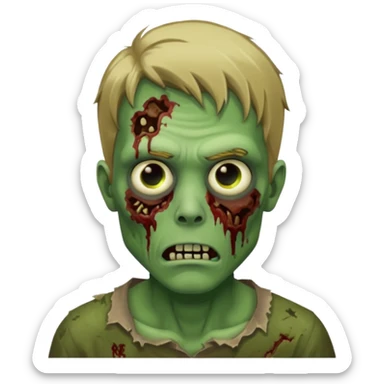 pretty dark blonde hair zombie man with green skin sticker