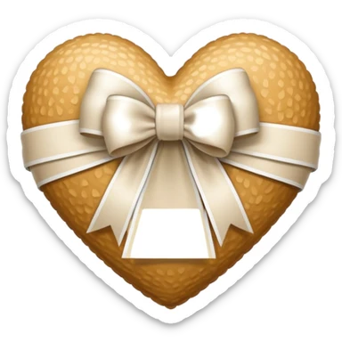 Beige heart with white ribbon and bow sticker