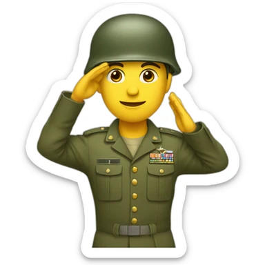 Soldier with army helmet saluting  sticker
