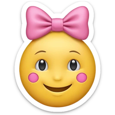 Love emoji wearing a pink bow sticker