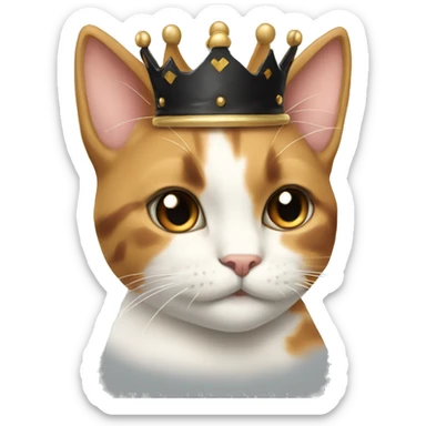 calico cream cat with black calico cat facing the side with crown sticker