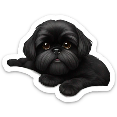 All black Black shih tzu laying on pillow sticker