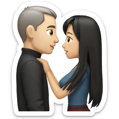 white man with brown hair kissing asian girl with black hair sticker
