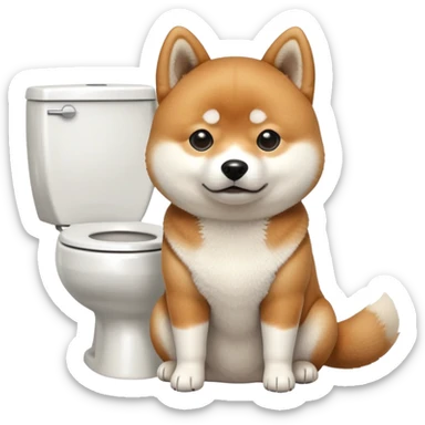 A Shiba Inu sitting on the toilet sticker