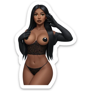 dark-skinned girl in black gloves sticker