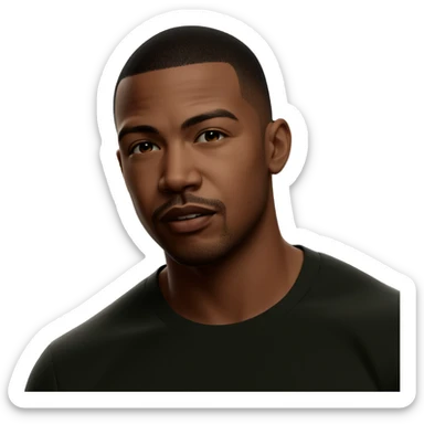 male with buzz cut portrait sticker