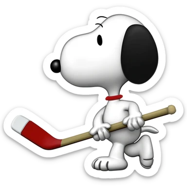 snoopy with a hockey stick sticker