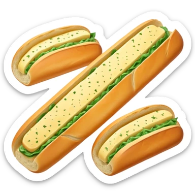 Garlic bread baguette with diagonal slices sticker
